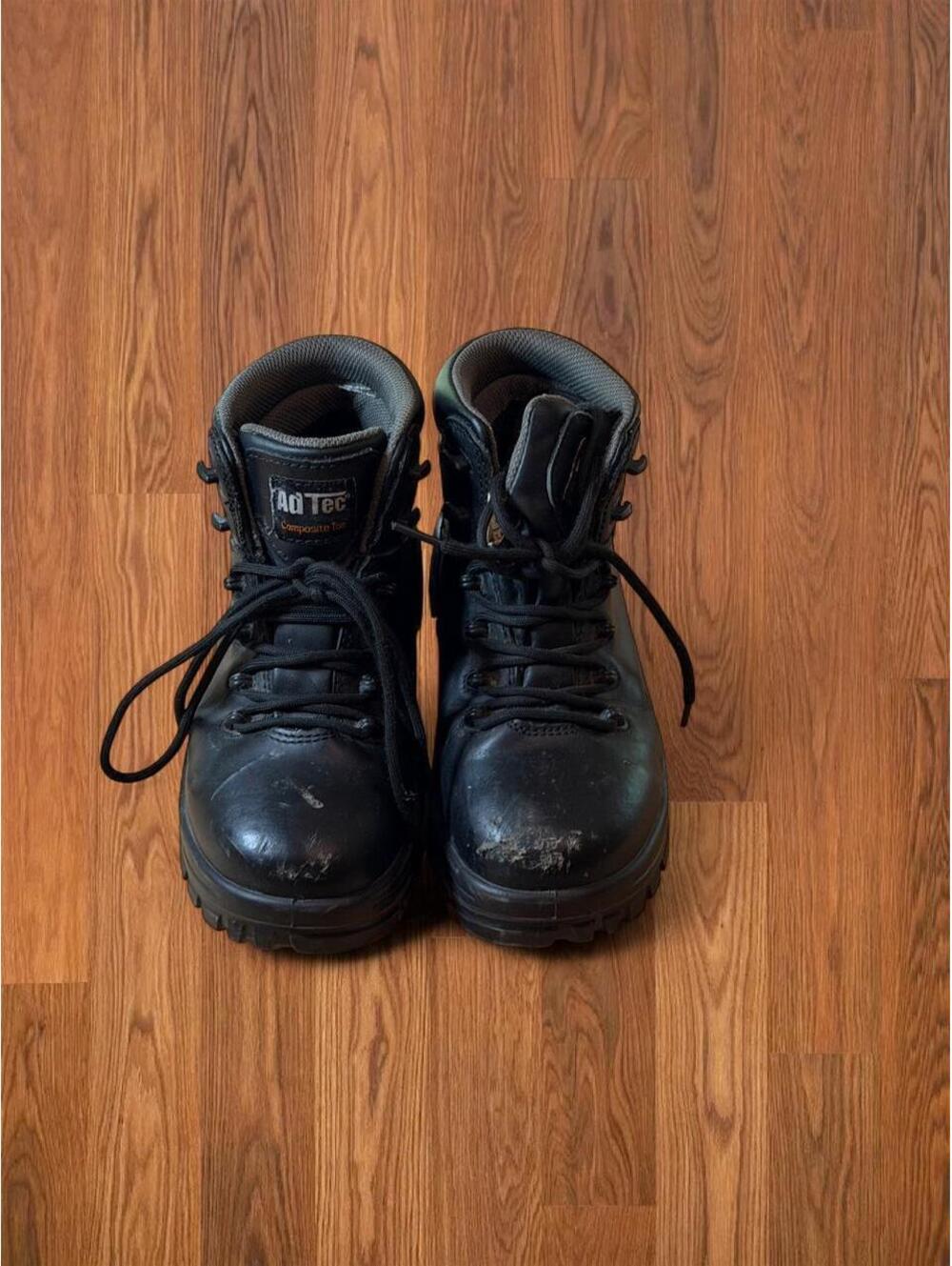AdTec Womens Black Leather Work Boots Rugged Outdoor Workwear Combat Size 6